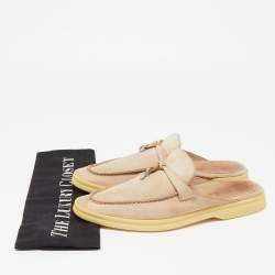 Pre Owned Loro Piana Beige Suede Babouche Charms Walk Sandals Size 37