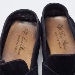 Pre Owned Loro Piana Navy Blue Suede Summer Charms Walk Loafers Size 38.5 
