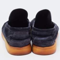 Pre Owned Loro Piana Navy Blue Suede Summer Charms Walk Loafers Size 38.5 