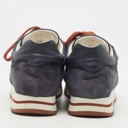 Pre Owned Loro Piana Navy Blue Nylon and Suede Sneakers Size 38.5