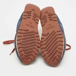 Pre Owned Loro Piana Navy Blue Nylon and Suede Sneakers Size 38.5