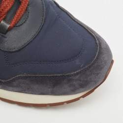 Pre Owned Loro Piana Navy Blue Nylon and Suede Sneakers Size 38.5