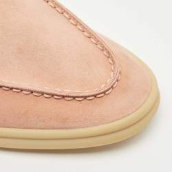 Pre Owned Loro Piana Pink Suede Babouche Charms Walk Mules Size 38