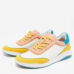 Pre Owned Loro Piana Multicolor Leather and Suede Play Sneakers Size 38