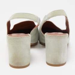 Pre Owned Loro Piana Grey Suede Summer Charms Walk Slingback Pumps Size 38.5