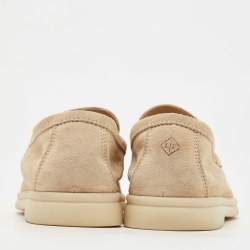 Pre Owned Loro Piana Beige Suede Summer Charms Walk Loafers Size 37.5