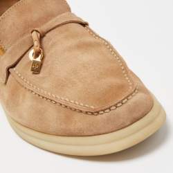 Pre Owned Loro Piana Brown Suede Summer Charms Walk Loafers Size 38.5