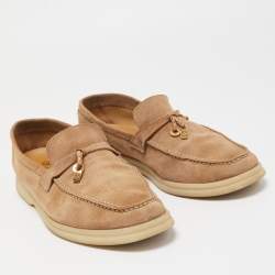 Pre Owned Loro Piana Brown Suede Summer Charms Walk Loafers Size 38.5