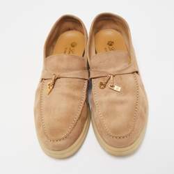 Pre Owned Loro Piana Brown Suede Summer Charms Walk Loafers Size 38.5