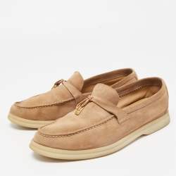 Pre Owned Loro Piana Brown Suede Summer Charms Walk Loafers Size 38.5