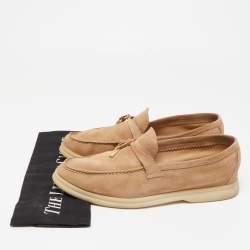 Pre Owned Loro Piana Brown Suede Summer Charms Walk Loafers Size 38.5