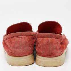 Pre Owned Loro Piana Orange Suede Summer Charms Walk Slip On Loafers Size 39