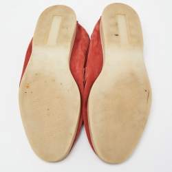 Pre Owned Loro Piana Orange Suede Summer Charms Walk Slip On Loafers Size 39