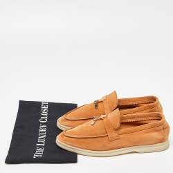 Loro Piana Orange Suede  Summer Charms Walk  Loafers Size 37