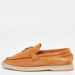 Loro Piana Orange Suede  Summer Charms Walk  Loafers Size 37