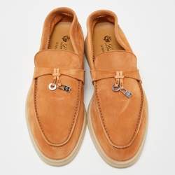 Loro Piana Orange Suede  Summer Charms Walk  Loafers Size 37
