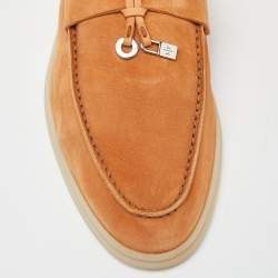 Loro Piana Orange Suede  Summer Charms Walk  Loafers Size 37