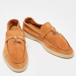 Loro Piana Orange Suede  Summer Charms Walk  Loafers Size 37