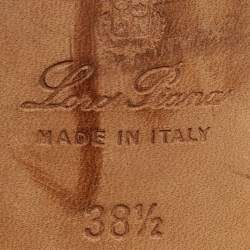 Pre Owned Loro Piana Beige Suede Charms Block Heel Slide Sandals Size 38.5