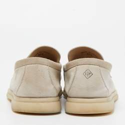 Pre Owned Loro Piana Beige Suede Summer Charms Walk Slip On Loafers Size 37.5
