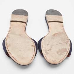 Pre Owned Loro Piana Blue Suede Flat Slides Size 40