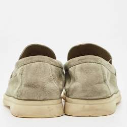 Loro Piana Grey Suede Summer Charms Walk Slip On Loafers Size 40