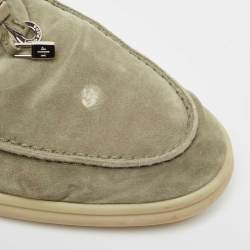 Loro Piana Grey Suede Summer Charms Walk Slip On Loafers Size 40