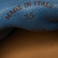 Pre Owned Loro Piana Teal Suede Summer Charms Walk Loafers Size 35