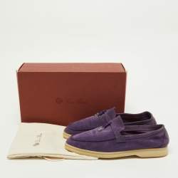 Loro Piana Purple Suede Summer Charms Walk Loafers Size 39