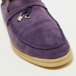 Loro Piana Purple Suede Summer Charms Walk Loafers Size 39