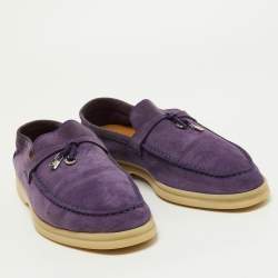 Loro Piana Purple Suede Summer Charms Walk Loafers Size 39