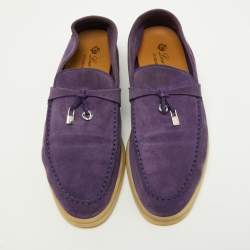 Loro Piana Purple Suede Summer Charms Walk Loafers Size 39