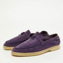 Loro Piana Purple Suede Summer Charms Walk Loafers Size 39