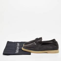 Pre Owned Loro Piana Navy Blue Suede Summer Charms Walk  Loafers Size 40.5