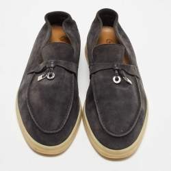 Pre Owned Loro Piana Navy Blue Suede Summer Charms Walk  Loafers Size 40.5