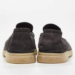 Pre Owned Loro Piana Navy Blue Suede Summer Charms Walk  Loafers Size 40.5