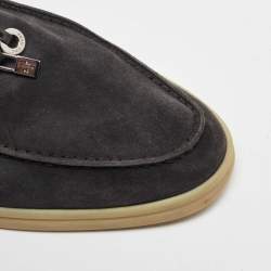 Pre Owned Loro Piana Navy Blue Suede Summer Charms Walk  Loafers Size 40.5