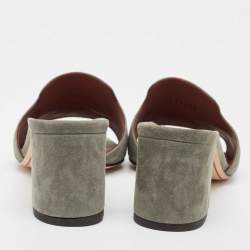 Pre Owned Loro Piana Grey Suede Summer Charms Block Heel Slide Sandals Size 36