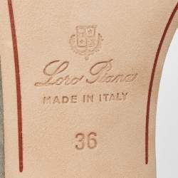 Pre Owned Loro Piana Grey Suede Summer Charms Block Heel Slide Sandals Size 36