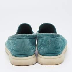 Loro Piana Green Suede Summer Charms Walk Slip On Loafers Size 37.5
