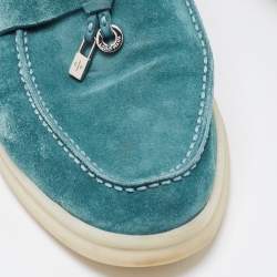 Loro Piana Green Suede Summer Charms Walk Slip On Loafers Size 37.5