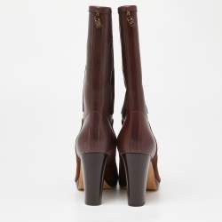 Pre Owned Loro Piana Brown Suede and Leather Knee Length Boots Size 38.5
