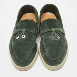 Pre Owned Loro Piana Green Suede Summer Charms Walk Loafers Size 39