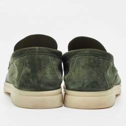 Pre Owned Loro Piana Green Suede Summer Charms Walk Loafers Size 39
