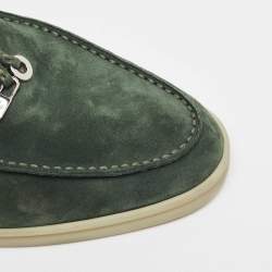 Pre Owned Loro Piana Green Suede Summer Charms Walk Loafers Size 39