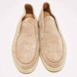 Pre Owned Loro Piana Beige Suede Open Walk Ankle Boots Size 36.5