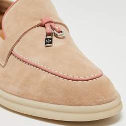 Pre Owned Loro Piana Beige Suede Summer Charms Walk Loafers Size 36.5