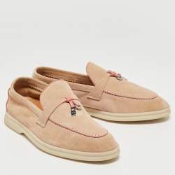 Pre Owned Loro Piana Beige Suede Summer Charms Walk Loafers Size 36.5