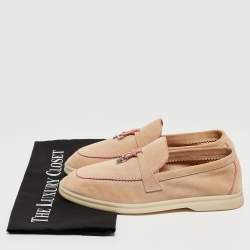 Pre Owned Loro Piana Beige Suede Summer Charms Walk Loafers Size 36.5