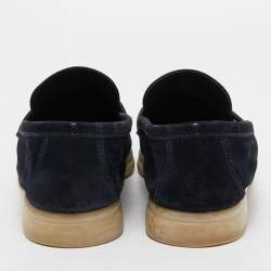 Pre Owned Loro Piana Navy Blue Suede Summer Charms Walk  Loafers Size 41